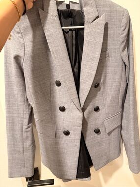 Double-Breasted Gray Blazer